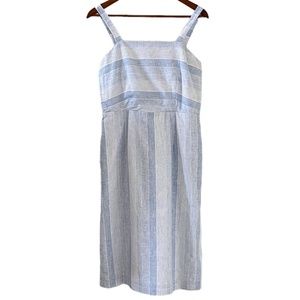 Hope & Henry NEW Linen & Organic Cotton White & Blue Striped Dress Size 8